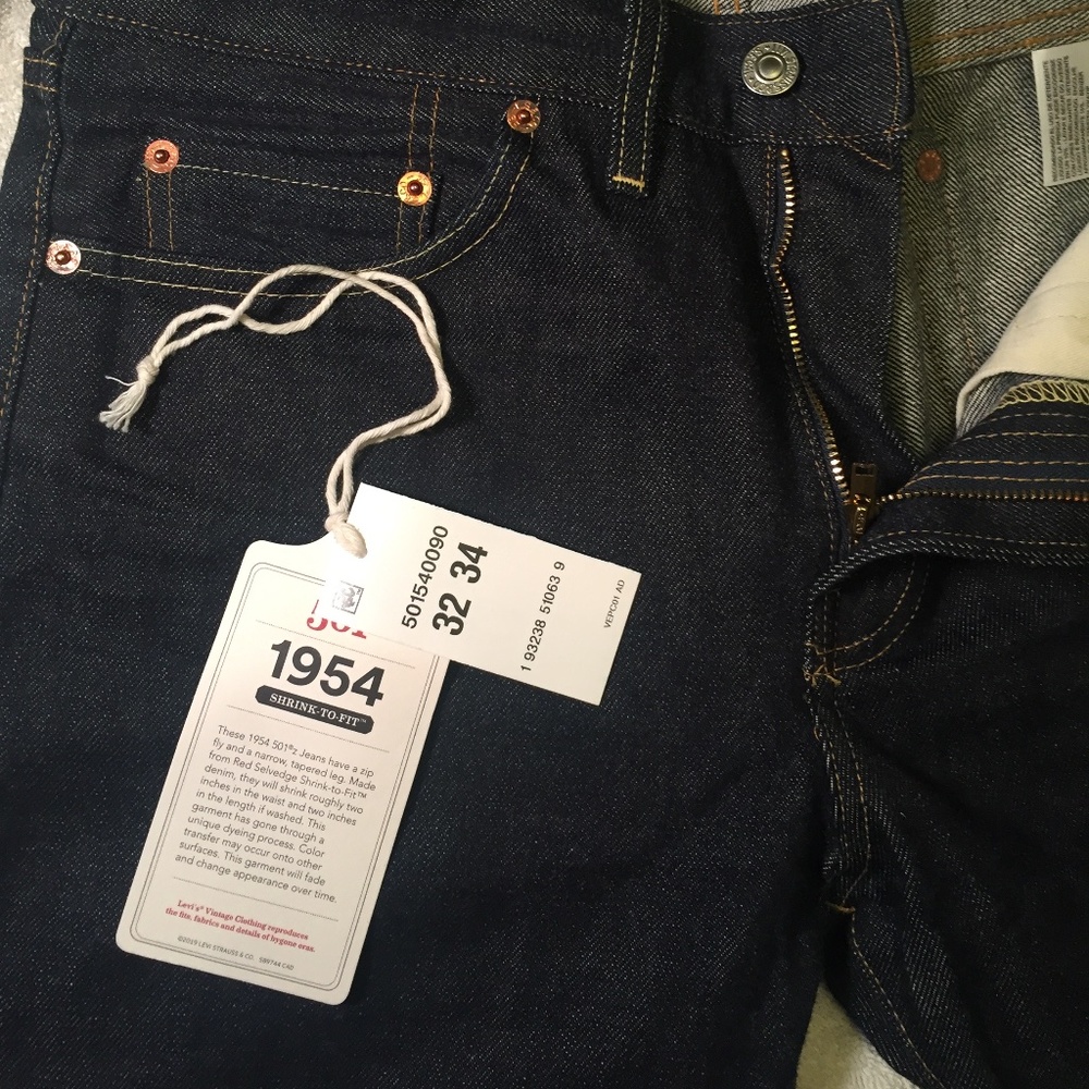 LVC 1954 501Z tag 32/34, post-rinse to 31/32